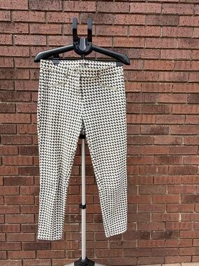 J McLaughlin Baxter Ankle Pants Zip Accent Geometric Maze Print Womens Size 10